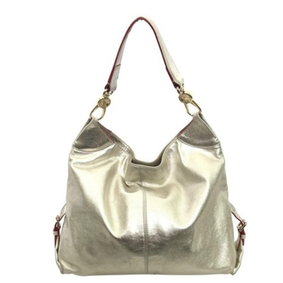Dooney & Burke Silver Leather Hobo Bag - Picture 1 of 6